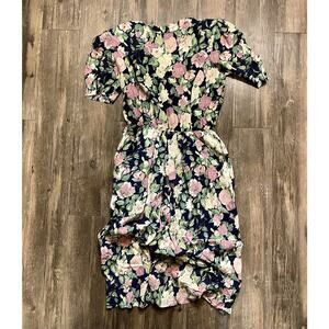 Vtg E D Michaels Floral Romantic Goth Maxi Dress Sz 11-12 Cottagecore